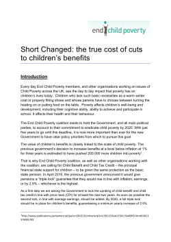 Short Changed: the true cost of cuts to children`s