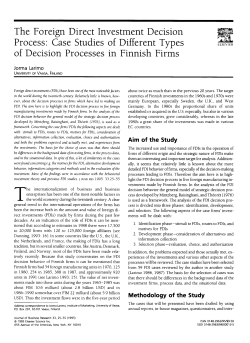 The Foreign Direct Investment Decision Process Case Studies of