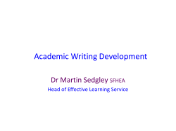 MSc Academic Writing Development