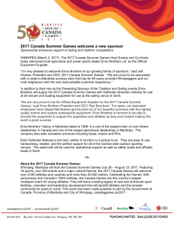 2017 Canada Summer Games welcome a new sponsor