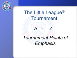 Tournament Section 1 - Little League Toolkit