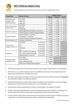 2017 Referee Match Fees