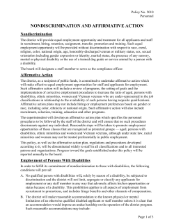 nondiscrimination and affirmative action