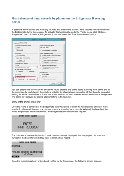 Manual entry of hand records by players on the Bridgemate II