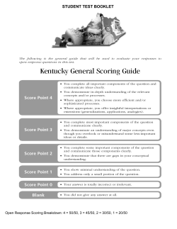 STUDENT TEST BOOKLET Open Response Scoring Breakdown: 4