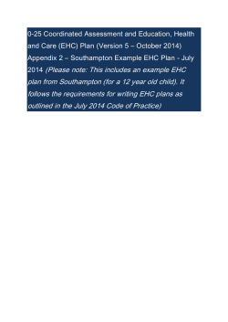 2014 (Please note: This includes an example EHC plan from