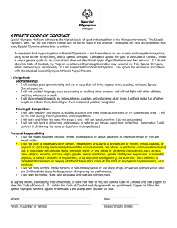 athlete code of conduct - Special Olympics Michigan