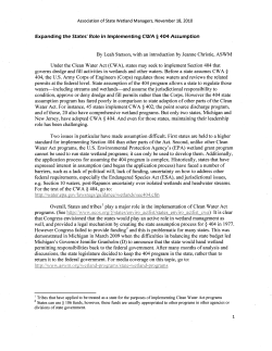 Expanding the States` Role in Implementing CWA &sect; 404 Assumption