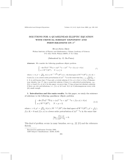 SOLUTIONS FOR A QUASILINEAR ELLIPTIC EQUATION WITH