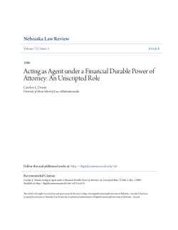Acting as Agent under a Financial Durable Power of Attorney: An