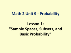 Sample Spaces, Subsets and Basic Probability