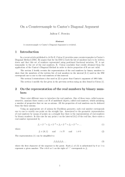 On a Counterexample to Cantor`s Diagonal Argument
