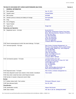 THE BALTIC EXCHANGE DRY CARGO QUESTIONNAIRE