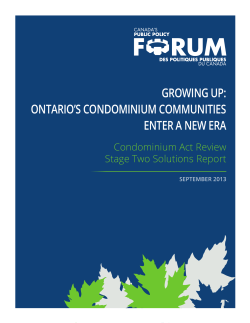 growing up: ontario`s condominium communities enter a