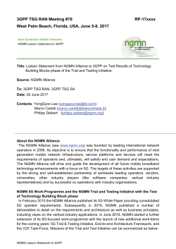 NGMN Liaison to 3GPP from the NGMN Trial and Testing Initiative