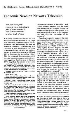 Economic News on Network Television: 1973 to 1983