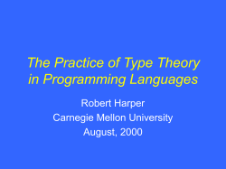 The Practice of Type Theory - Carnegie Mellon University