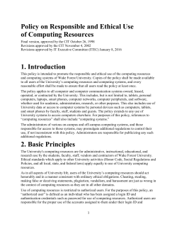 Policy on Responsible and Ethical Use of Computing