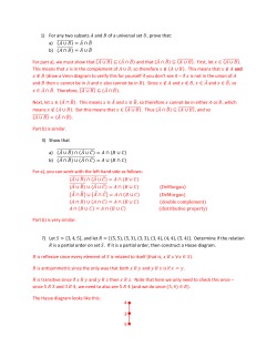 1) For any two subsets and of a universal set , prove that: a) b) For