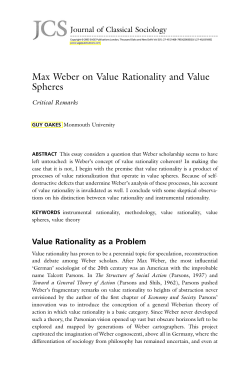 Max Weber on Value Rationality and Value