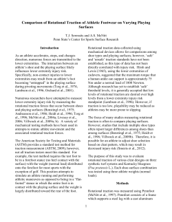 Comparison of Rotational Traction of Athletic Footwear