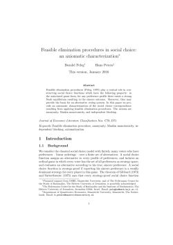 Feasible elimination procedures in social choice: an