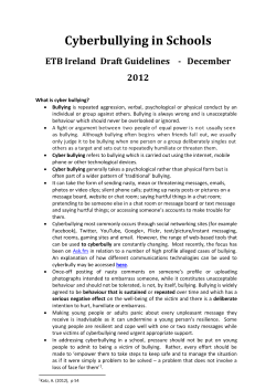 Cyberbullying in Schools - ETB Ireland draft guidelines (December