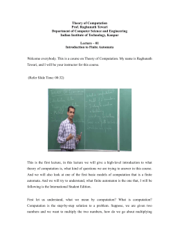 Theory of Computation Prof. Raghunath Tewari Department of