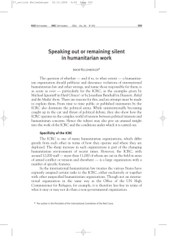 Speaking out or remaining silent in humanitarian work