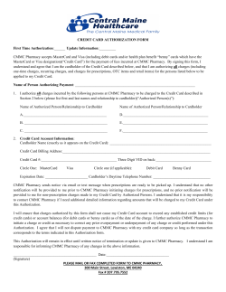 CREDIT CARD AUTHORIZATION FORM First Time Authorization