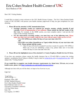 Dear USC Visiting Student, I would like to extend a warm welcome