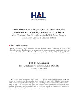 Lenalidomide, as a single agent, induces complete remission