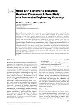 Using ERP Systems to Transform Business Processes: A Case