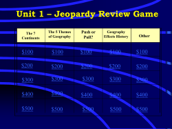 Unit 1 &ndash; Jeopardy Review Game