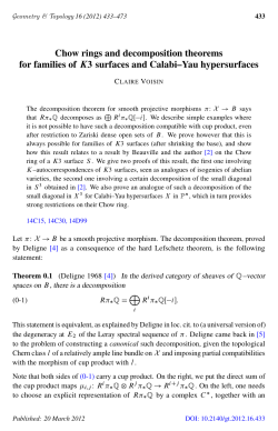 Chow rings and decomposition theoremsfor families of - IMJ-PRG