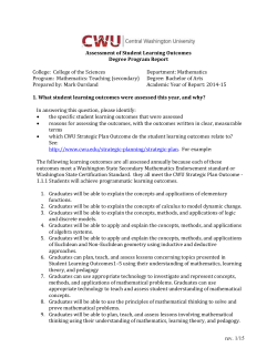 Assessment of Student Learning Outcomes Degree Program Report