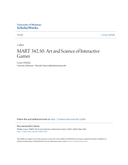 MART 342.50: Art and Science of Interactive Games