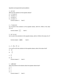 Quadratic and exponential word problems s(s−1)=2 What are the