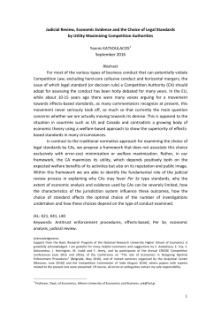 Legal Standards and the Role of Economic Analysis in