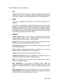 Guide for Risk Management - Nanyang Technological University