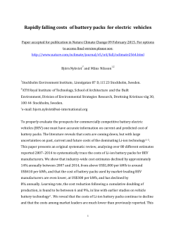 Figure 1. Cost of Li-ion battery packs in BEV. Data are