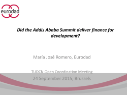 Presentation "Did the Addis Ababa Summit deliver finance for