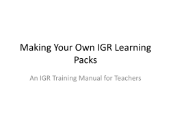 Making Your Own IGR Learning Packs