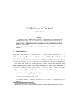 Digitally Continuous Functions * Laurence Boxer % Abstract In