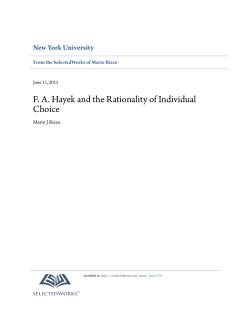 FA Hayek and the Rationality of Individual Choice