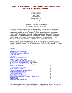 how to teach pivotal behaviors to children with autism: a training