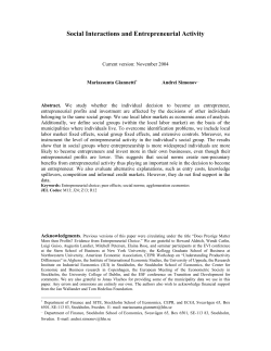 Social Interactions and Entrepreneurial Activity