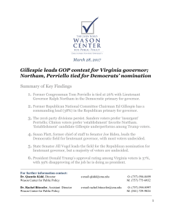 Gillespie leads GOP contest for Virginia governor