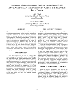 Any Given Sunday: Intervention in Pursuit of Simulation Team Parity