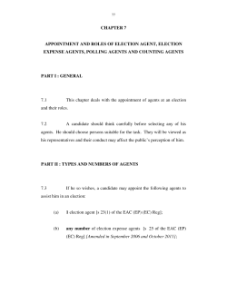 PART I : GENERAL PART II : TYPES AND NUMBERS OF AGENTS